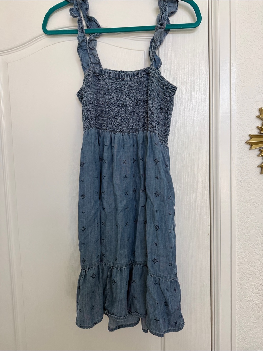 Ariat Blue Smocked Sundress with Ruffle Straps